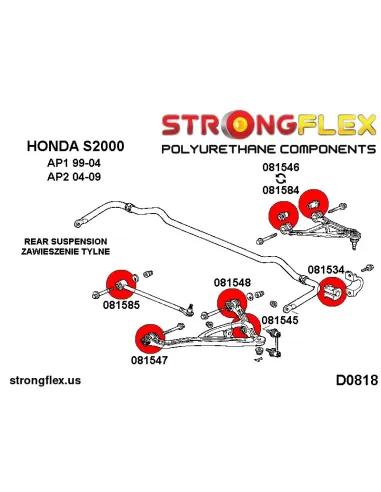 086152B: Rear suspension bush kit AP2