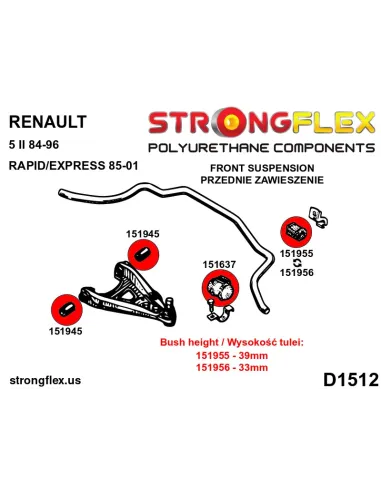 151637A: Front anti roll bar outer bush SPORT