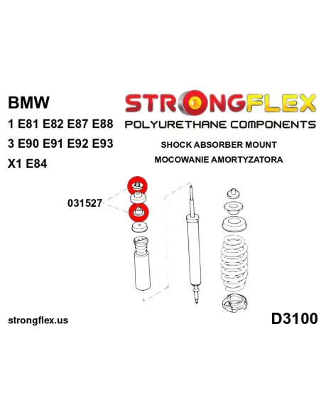 031527A: Rear shock absorber upper mounting bush SPORT