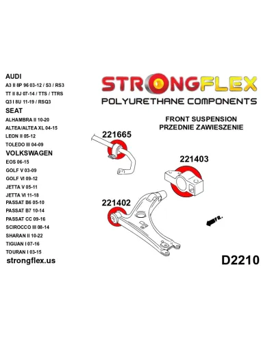 226167A: Front suspension bush kit SPORT