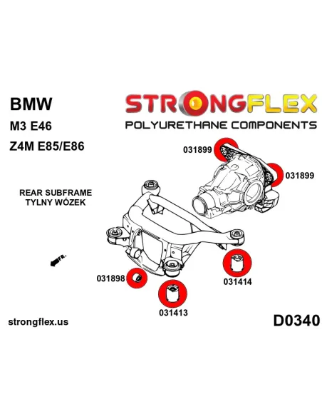 036119A: Rear beam mounting bush kit SPORT