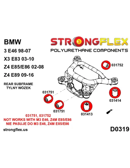 036119A: Rear beam mounting bush kit SPORT