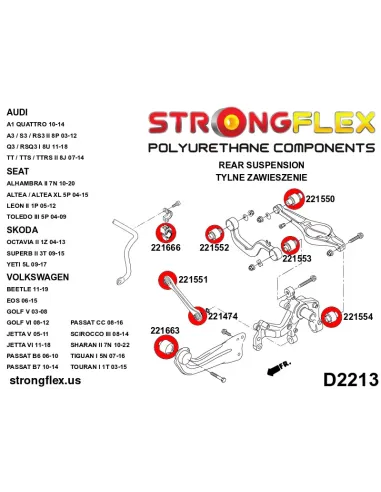 226168A: Rear suspension bush kit SPORT