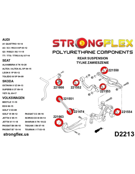 226168A: Rear suspension bush kit SPORT