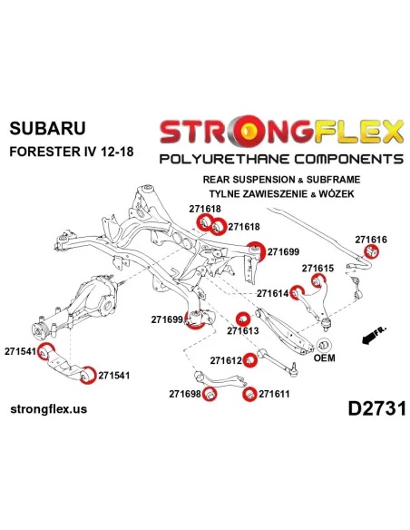 276193A: Rear suspension bush kit SPORT