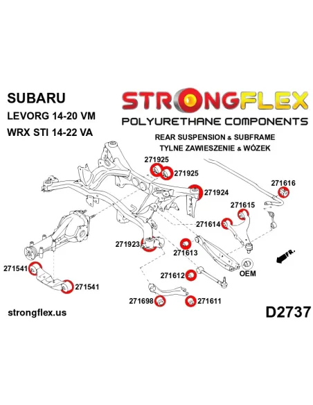 276193A: Rear suspension bush kit SPORT