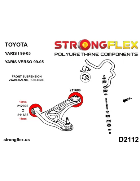 211685A: Front wishbone - front bush 14mm SPORT