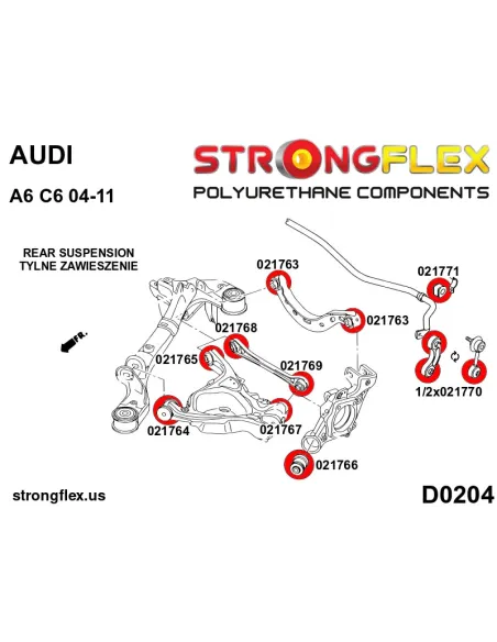 026212A: Rear suspension bush kit SPORT