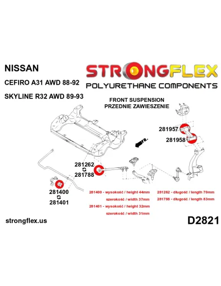 286216A: Full suspension bush kit R32 AWD SPORT