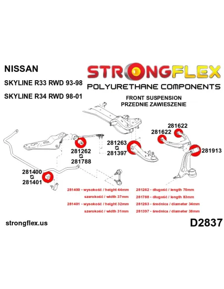 286217A: Full suspension bush kit R33 R34 RWD SPORT