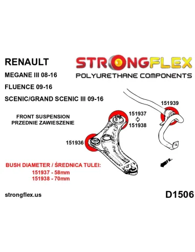 151938A: Front lower arm - rear bush 70mm SPORT
