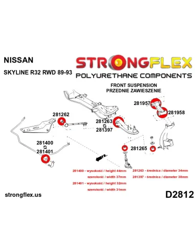 281958A: Front upper arm - lower bush SPORT