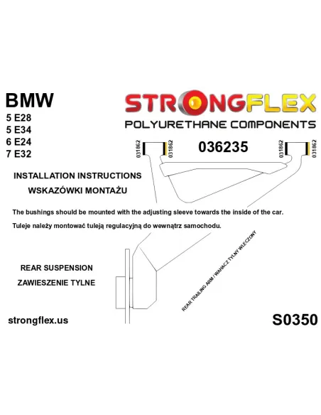 036235A: Rear trailing arm bush kit eccentric SPORT