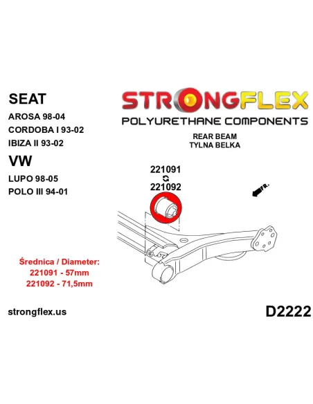 221091B: Rear beam bush 57mm