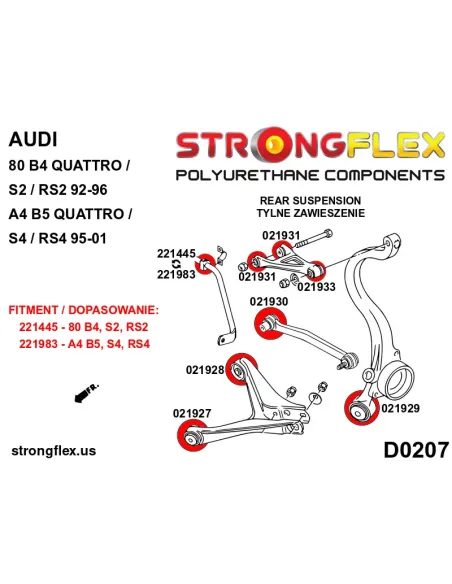 026217A: Rear suspension bush kit SPORT