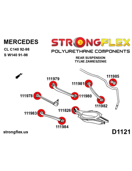 116249A: Rear suspension bush kit SPORT