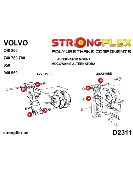 231955A: Alternator bush mount 27,5mm SPORT