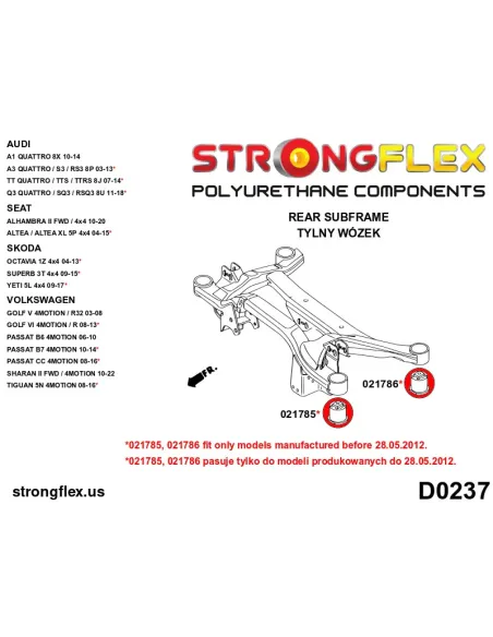 021786A: Rear subframe - rear bush 70mm SPORT