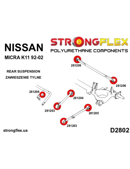 286056A: Rear suspension bush kit SPORT