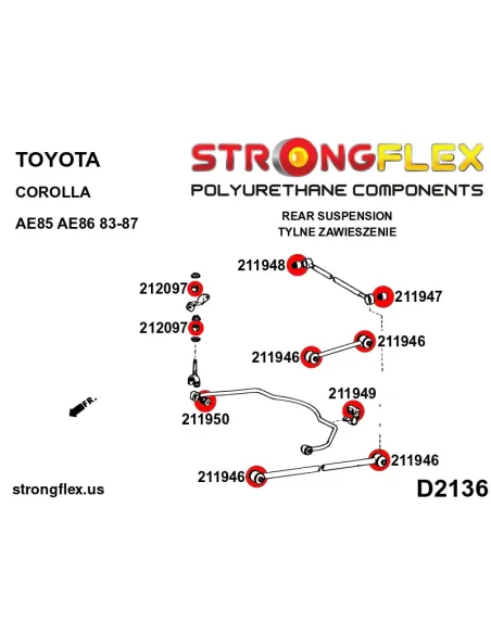211949A: Rear anti roll bar bush SPORT