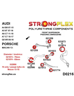 021974B: Front lower wishbone rear bush 65mm 2