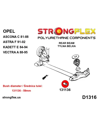 131136A: Rear subframe bush 59mm SPORT