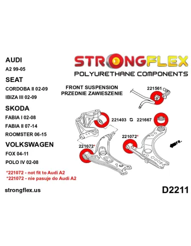 221072A: Front wishbone - front bush 30mm SPORT