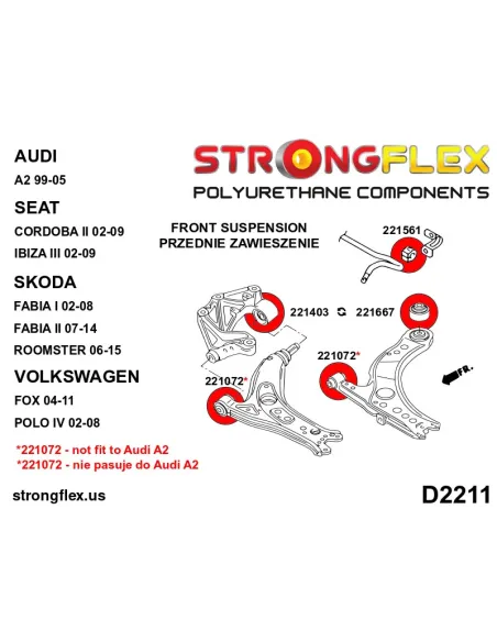 221072A: Front wishbone - front bush 30mm SPORT