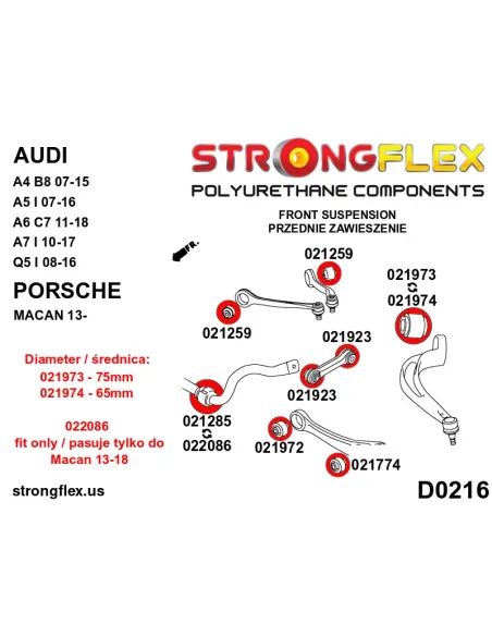 026250B: Front suspension bush kit