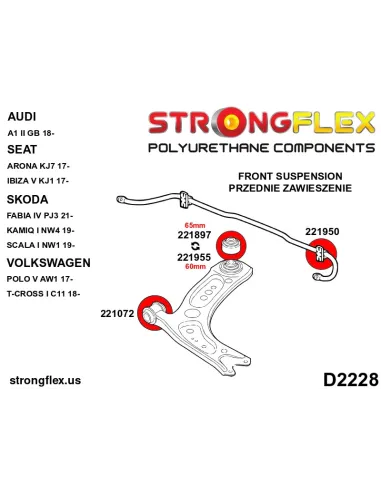 221072A: Front wishbone - front bush 30mm SPORT
