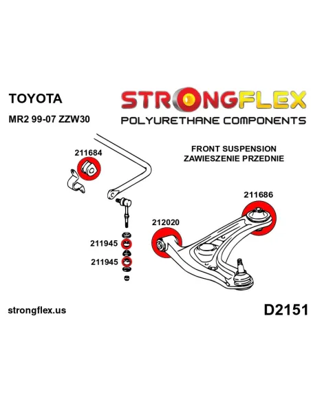 216270A: Front suspension bush kit SPORT