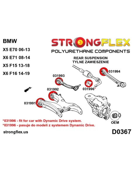036056B: Rear suspension bush kit