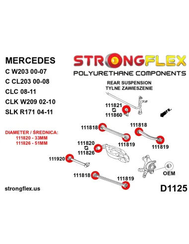 116255A: Rear suspension bush kit SPORT