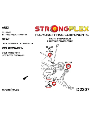 221089A: Front anti roll bar bush SPORT