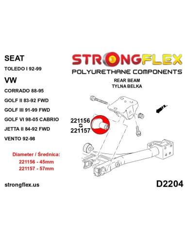 221157A: Rear subframe bush 57mm SPORT
