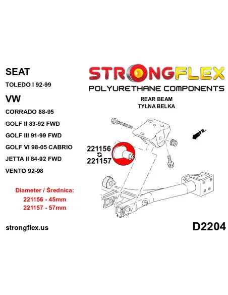 221157B: Rear subframe bush 57mm