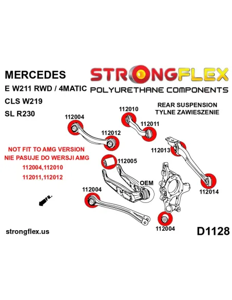 116259A: Rear suspension bush kit SPORT