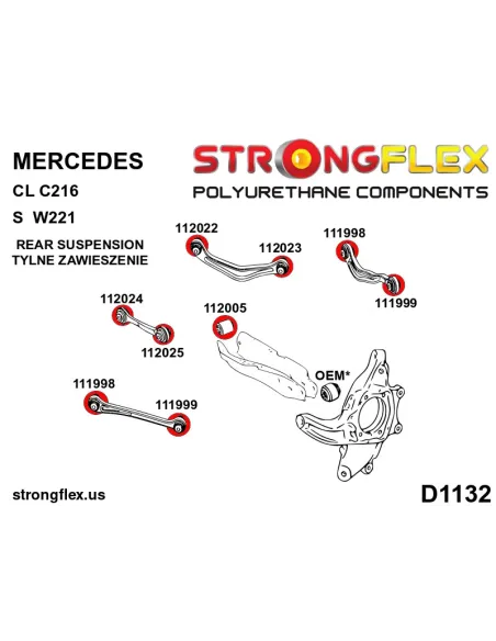 116260A: Rear suspension bush kit SPORT