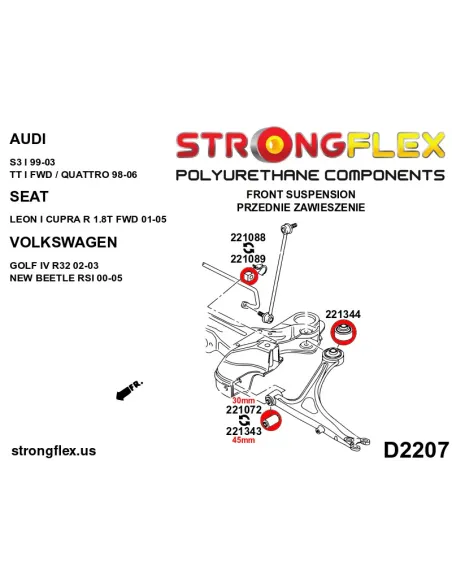 221343B: Front wishbone front bush 221343B: Front wishbone front bush
