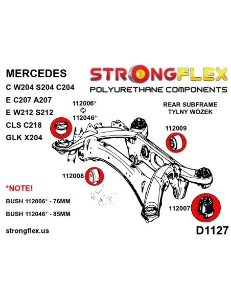 112046A: Rear crossmember – front bush 85mm SPORT