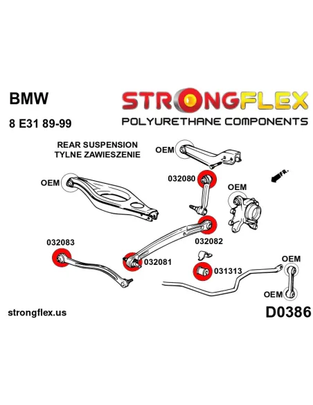 036083A: Rear suspension bush kit SPORT
