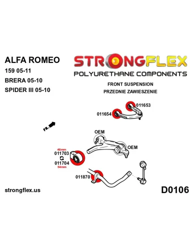 016254A: Front suspension bush kit SPORT