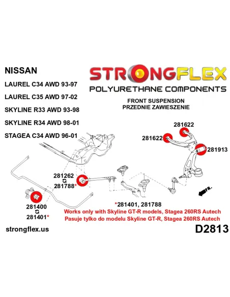 286204A: Full suspension bush kit R33 R34 AWD SPORT