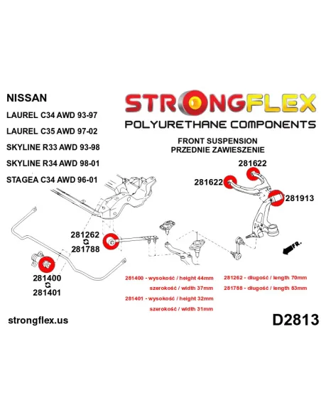 286204A: Full suspension bush kit R33 R34 AWD SPORT