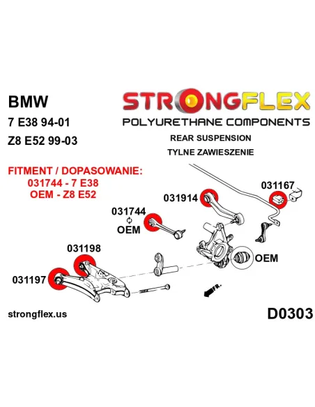 036090A: Rear suspension bush kit SPORT