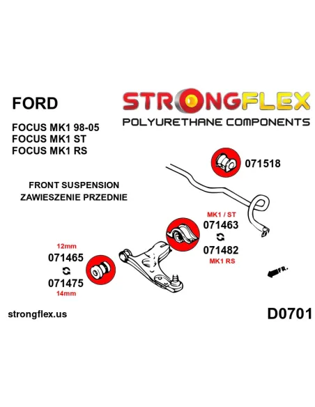076153A: Front suspension bush kit SPORT