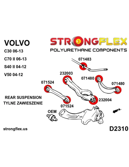 236214A: Rear suspension bush kit SPORT