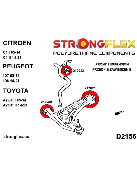 216273A: Front suspension bush kit SPORT