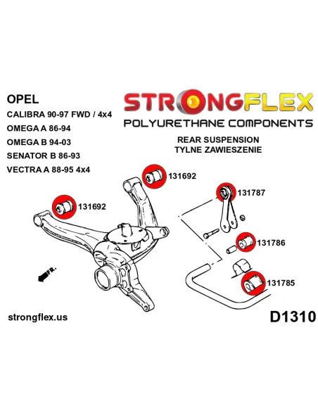 136224A: Rear suspension bush kit SPORT