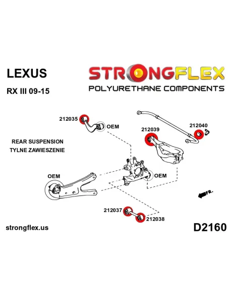 216275A: Rear suspension bush kit SPORT